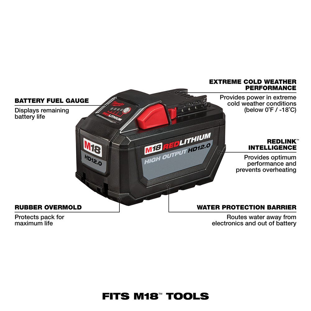Milwaukee 48-59-1200 M18 REDLITHIUM HIGH OUTPUT 12.0Ah HD Starter Kit