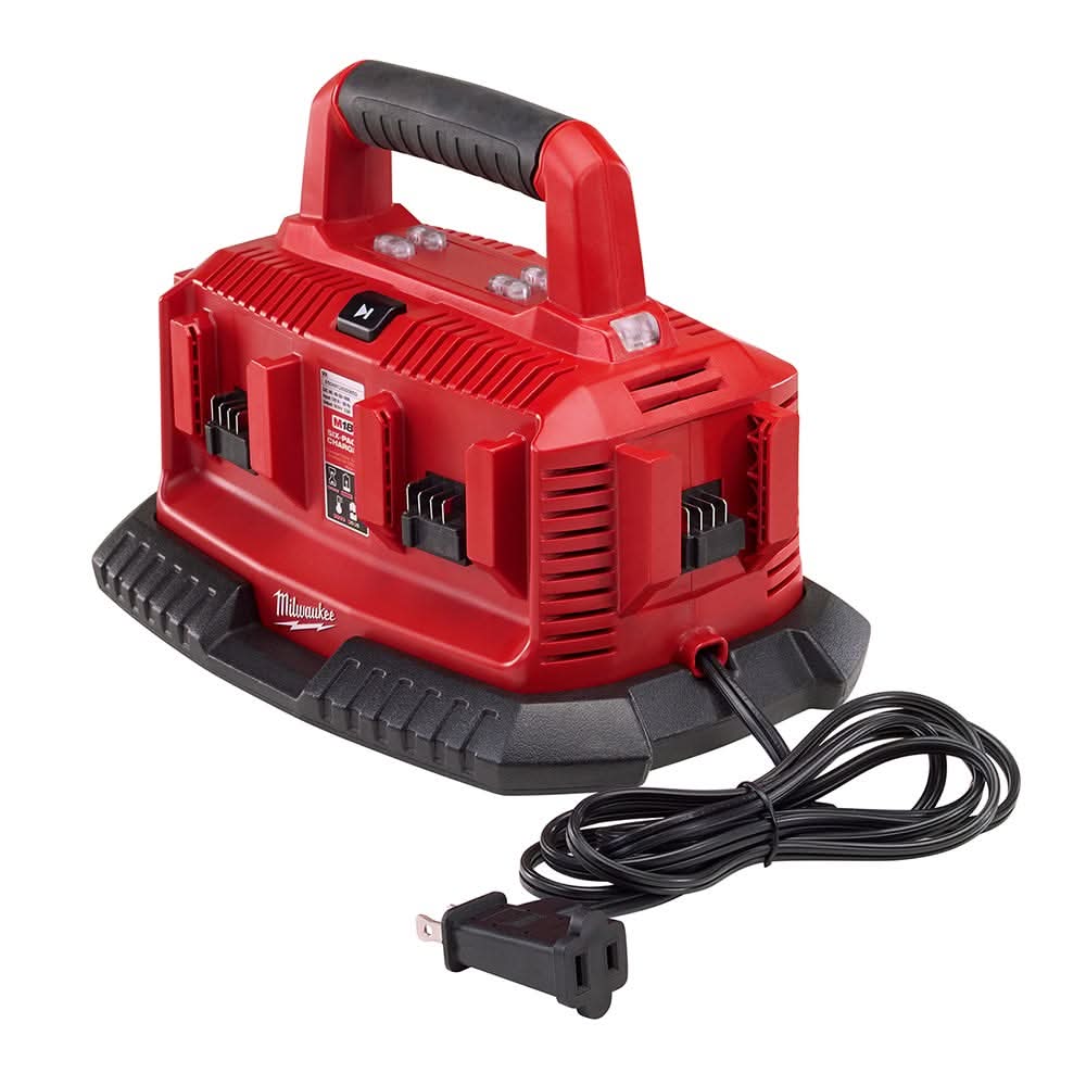 Milwaukee 6 Bay Charger with M18 REDLITHIUM HIGH OUTPUT XC 6.0Ah Battery 2-Pack