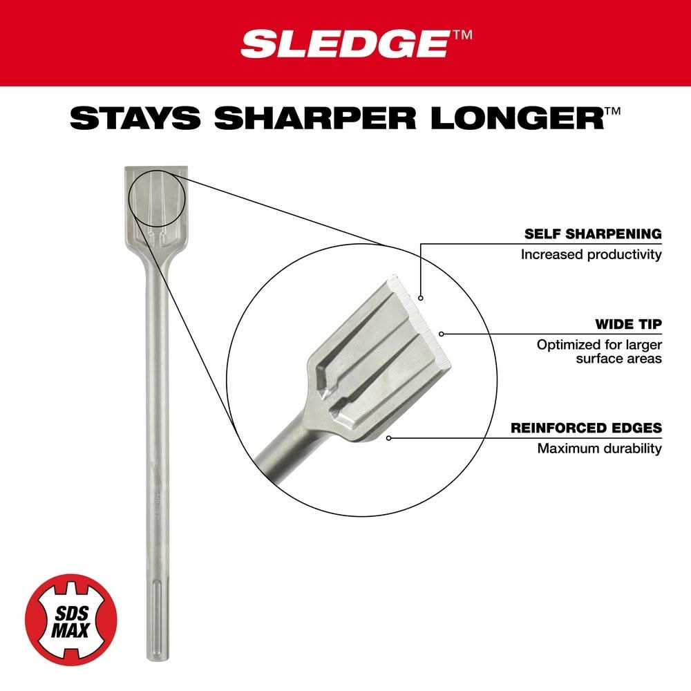 Milwaukee 48-62-4084 SDS-MAX SLEDGE 2-Inch Scaling Chisel