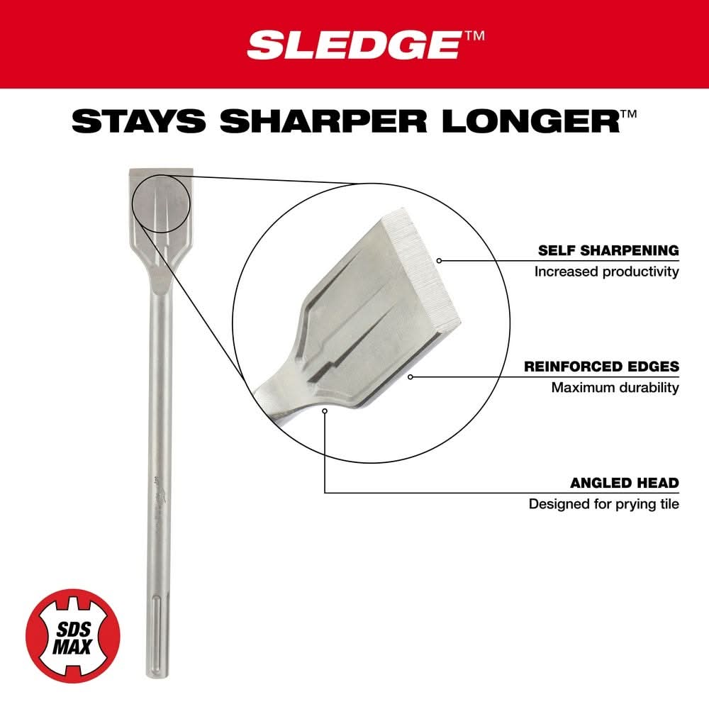 Milwaukee 48-62-4258 SDS-MAX SLEDGE 2-Inch Tile Chisel