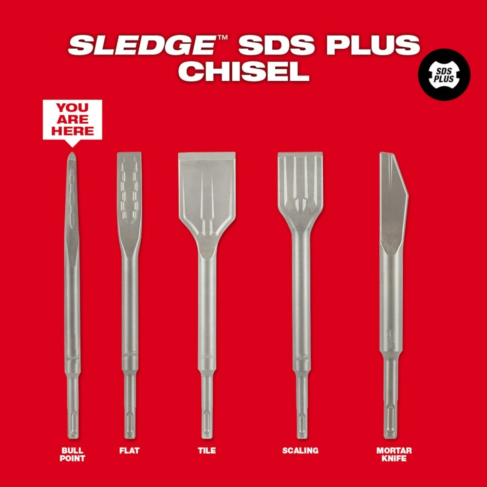 Milwaukee 48-62-6050 SDS PLUS SLEDGE 10" Bull Point Chisel