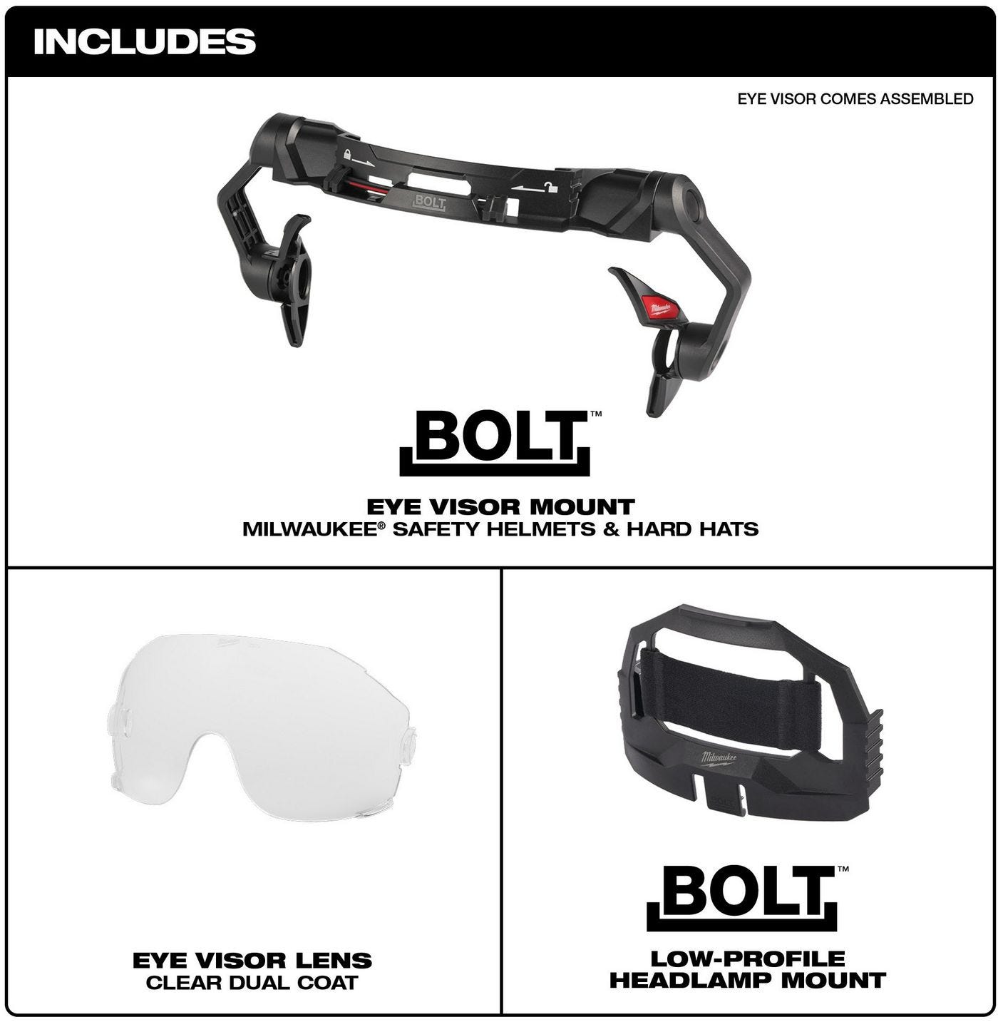 Milwaukee 48-73-1410 BOLT Eye Visor - Clear Dual Coat Lens (Compatible with Milwaukee Safety Helmets & Hard Hats)