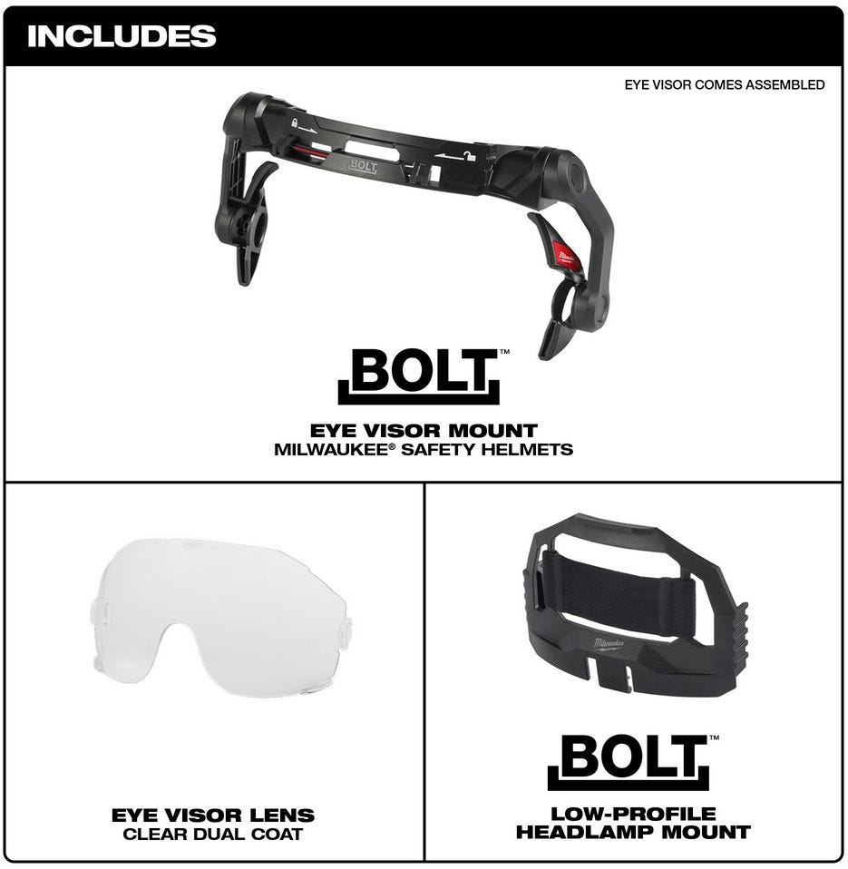 Milwaukee 48-73-1411 BOLT Eye Visor - Clear Dual Coat Lens (Compatible with Milwaukee Safety Helmets)