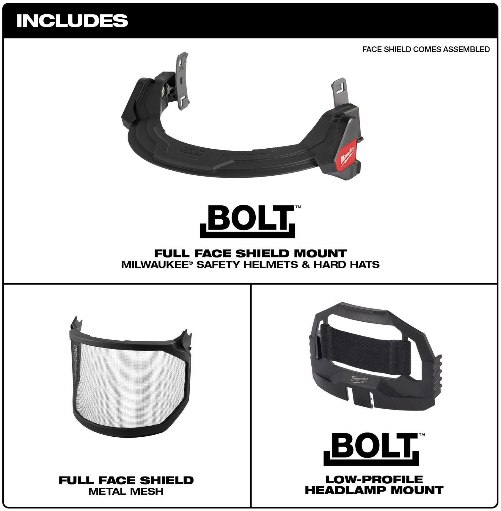 Milwaukee 48-73-1430 BOLT Full Face Shield - Metal Mesh (Compatible with Milwaukee Safety Helmets & Hard Hats)