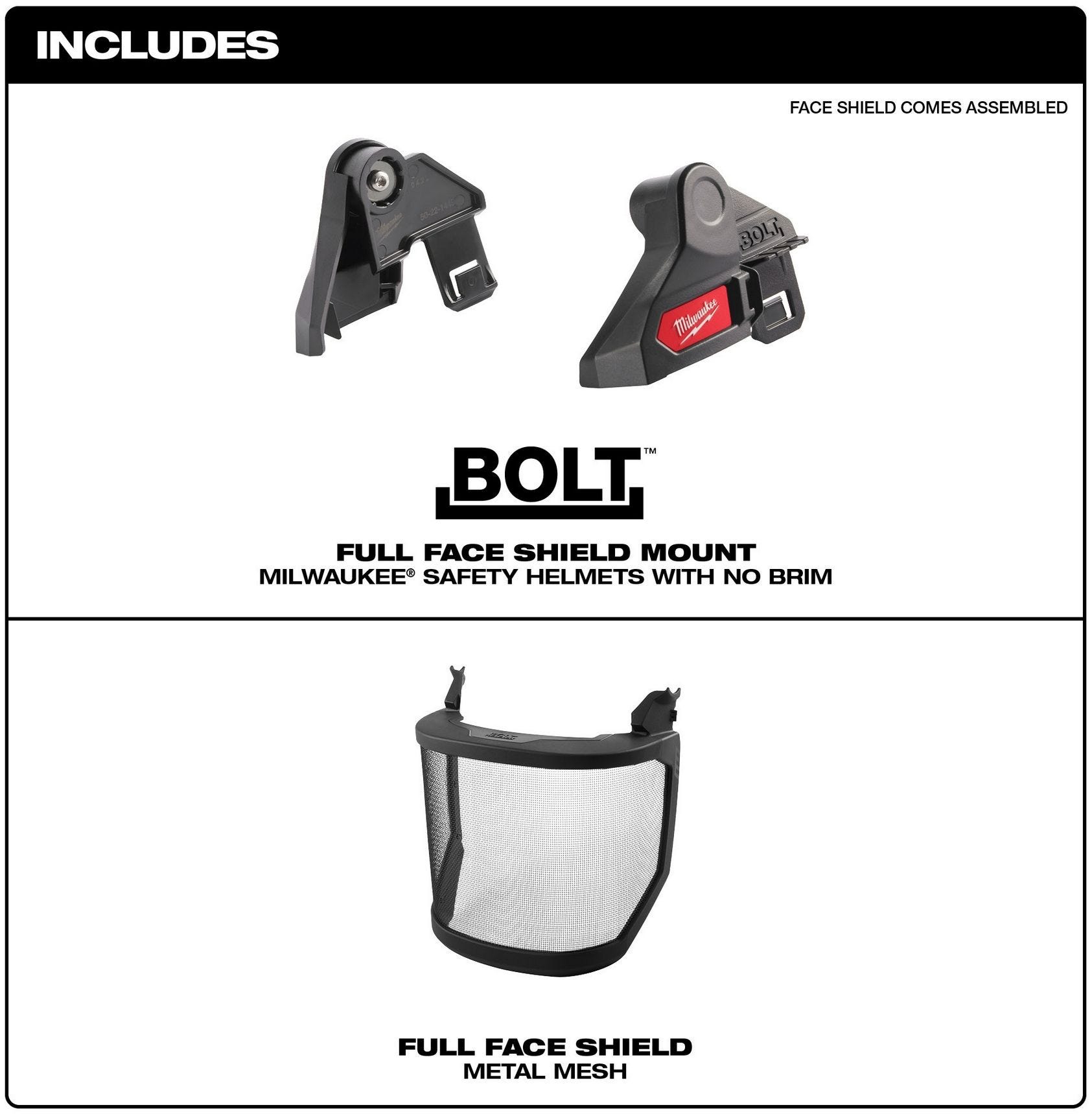 Milwaukee 48-73-1431 BOLT Full Face Shield - Metal Mesh (Compatible with Milwaukee Safety Helmet [No Brim])