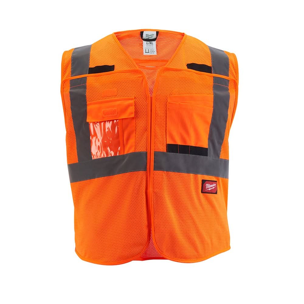 Milwaukee 48-73-511O Class 2 High Visibility Orange Mesh Safety Vest ...