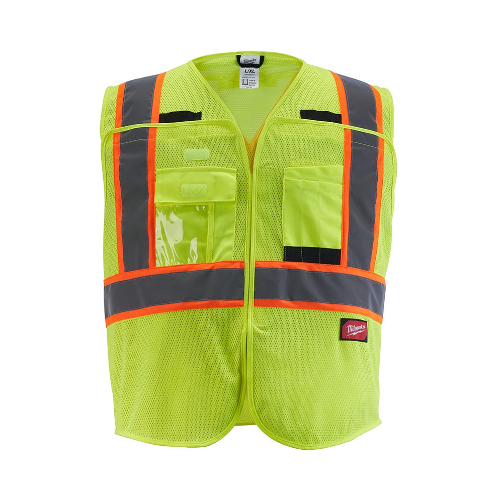 Milwaukee 48-73-5171 Class 2 Breakaway High Visibility Yellow Mesh Safety Vest (CSA)