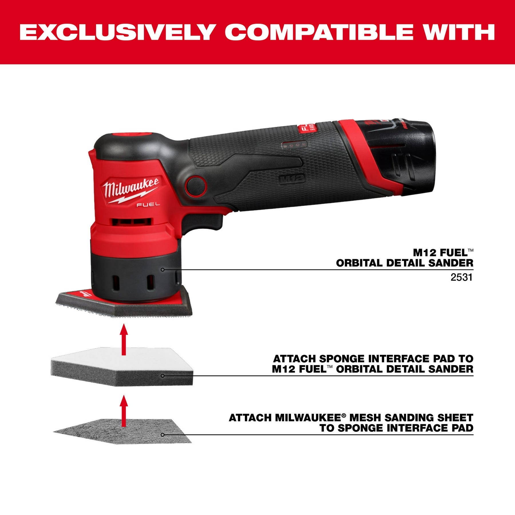 Milwaukee 48-80-5402 Sponge Interface Pad for M12 FUEL Orbital Detail Sander