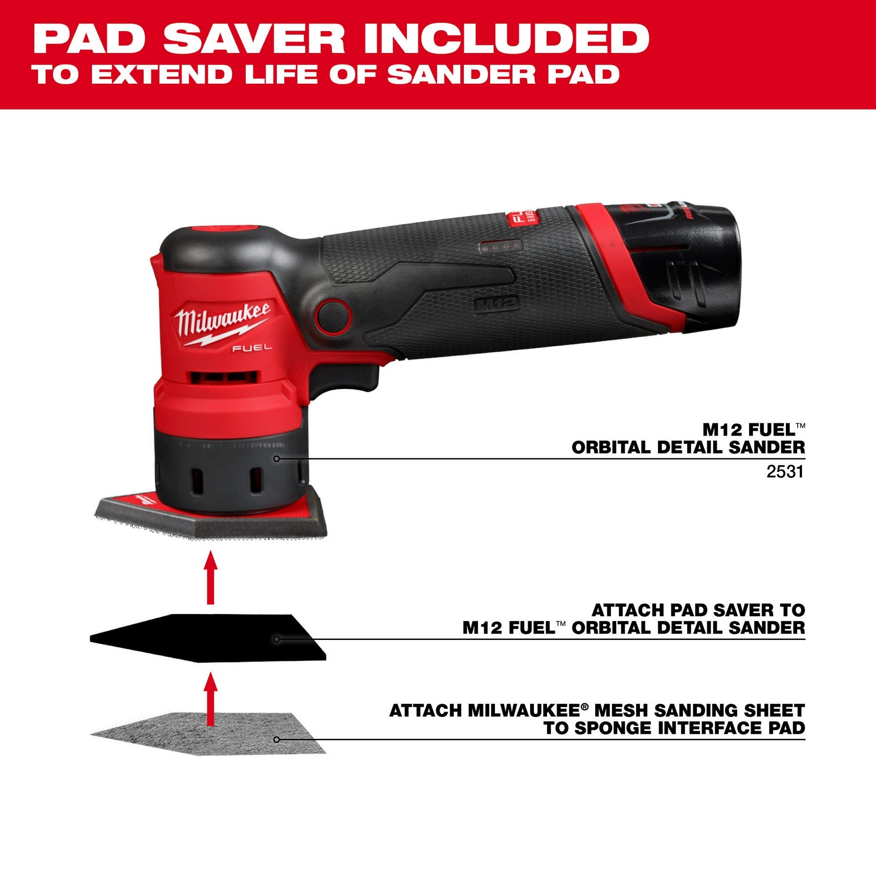 Milwaukee 48-80-5406 Assorted 80, 120 & 180 Grit Mesh Sanding Sheets for M12 FUEL Orbital Detail Sander 36-Pack