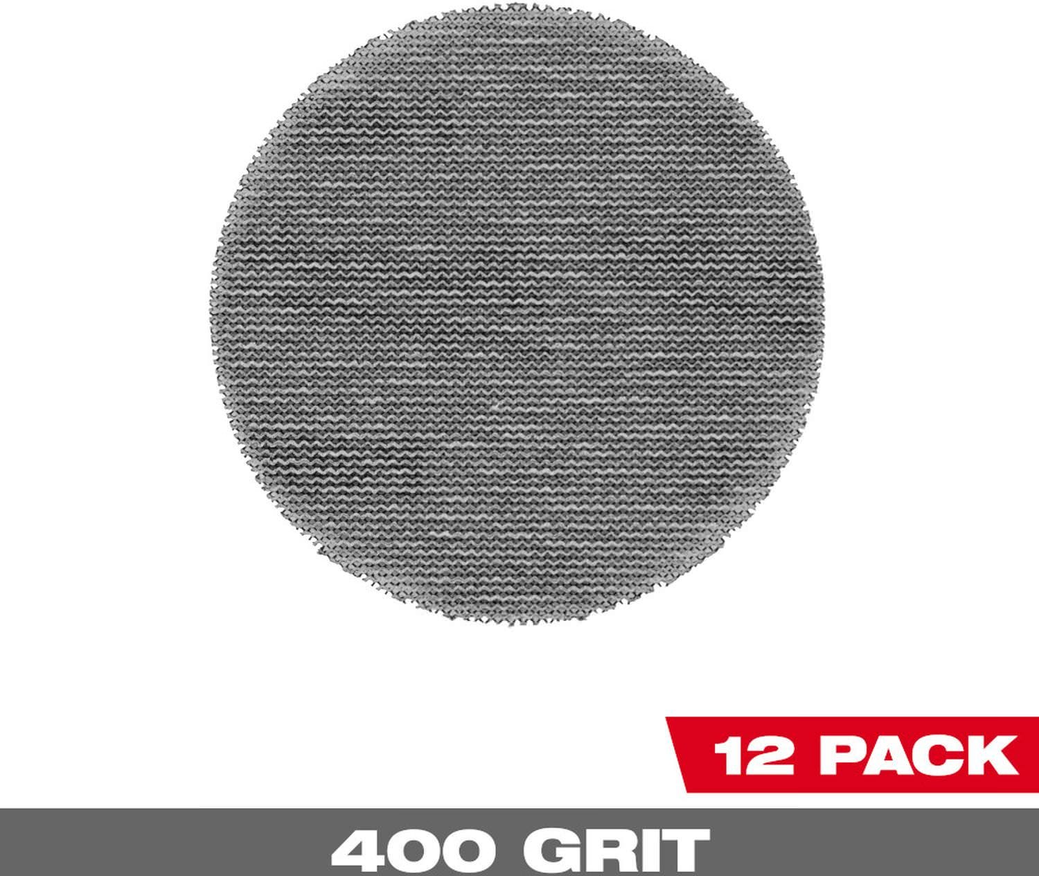Milwaukee 48-80-6400 3 in. 400 Grit Mesh Sanding Discs with POWERGRID Tear Resistant Mesh (12-Pack + Pad Saver)