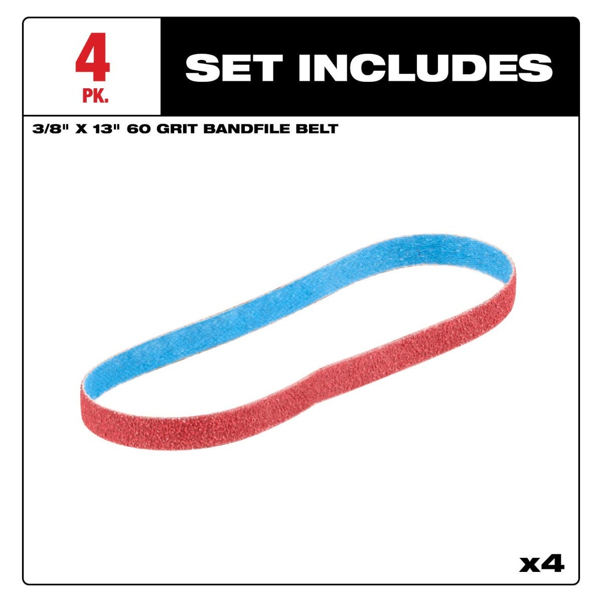 Milwaukee 48-80-7060 3/8" x 13" 60-Grit Bandfile Belts, 4-Pack