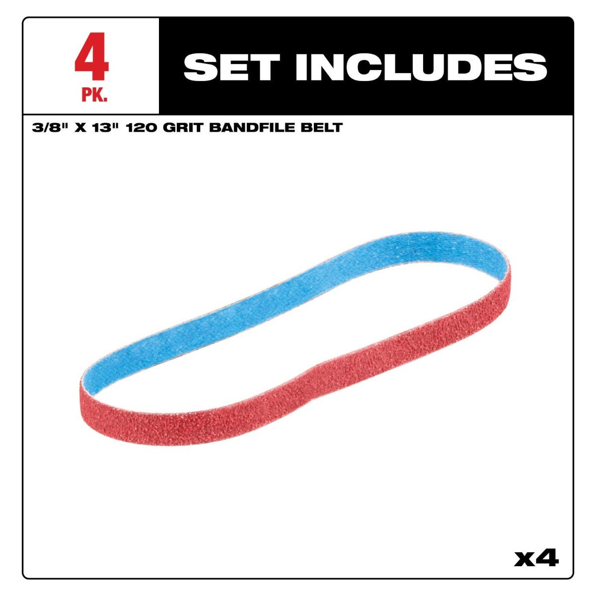 Milwaukee 48-80-7120 3/8" x 13" 120-Grit Bandfile Belts, 4-Pack