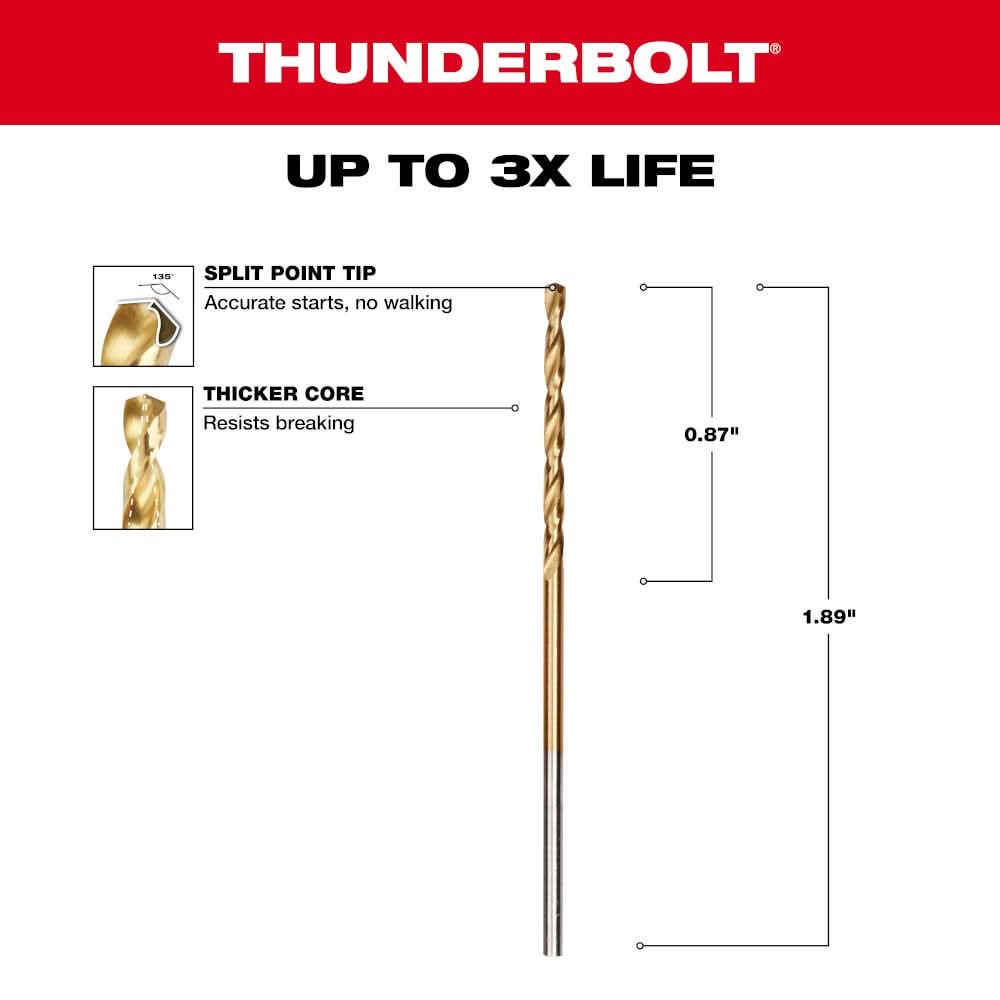Milwaukee 48-89-2201 1/16 Thunderbolt Titanium Coated Drill Bit
