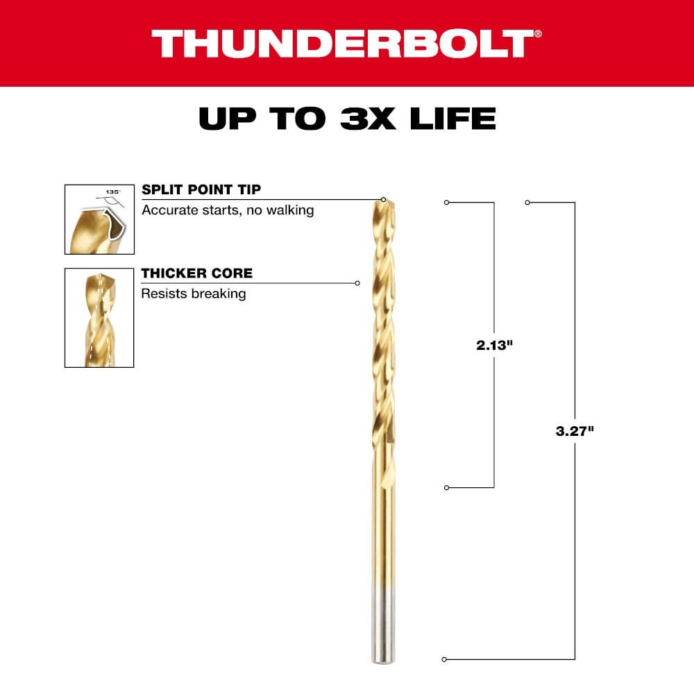 Milwaukee 48-89-2208 11/64 Thunderbolt Titanium Coated Drill Bit