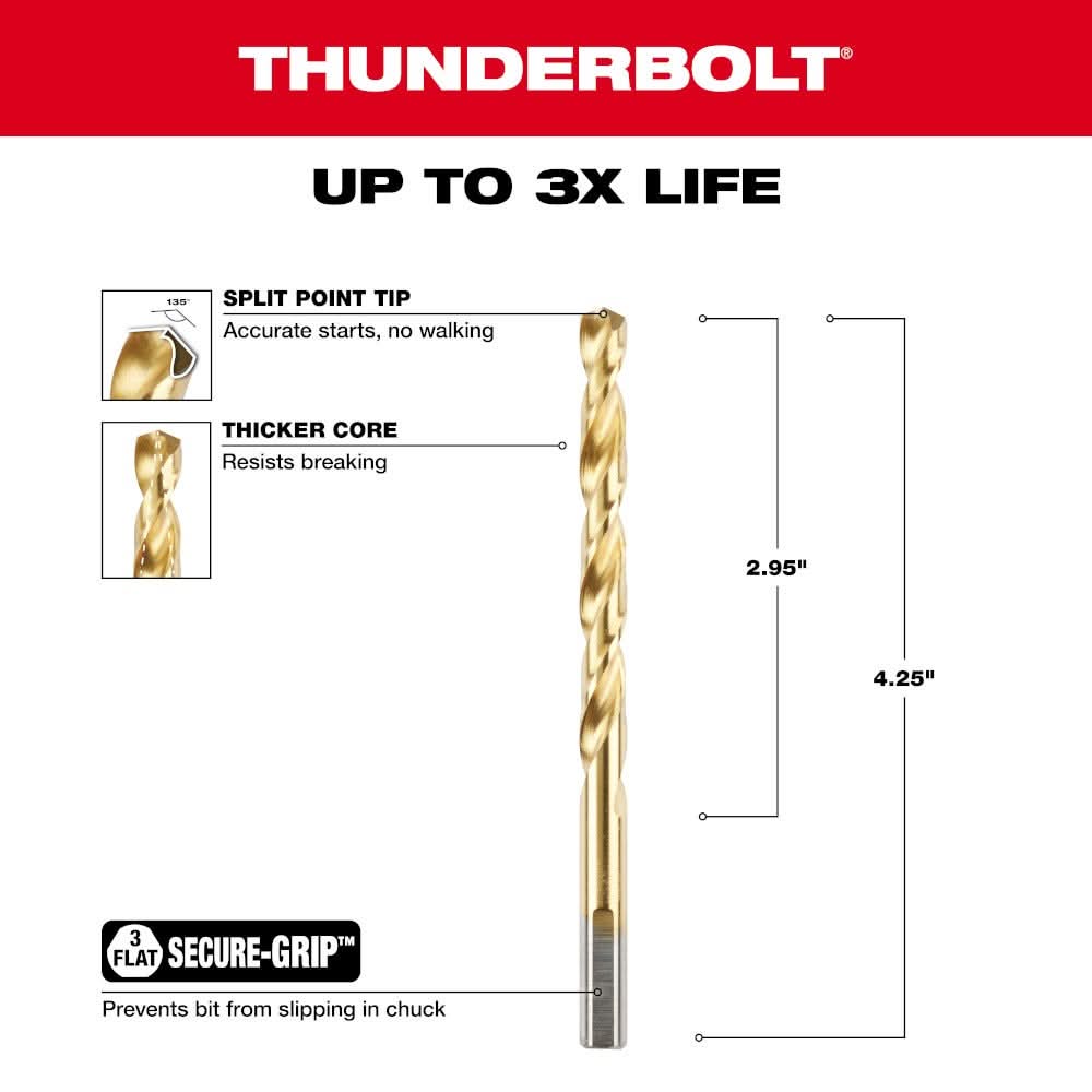 Milwaukee 48-89-2215 9/32" Thunderbolt Titanium Coated Drill Bit