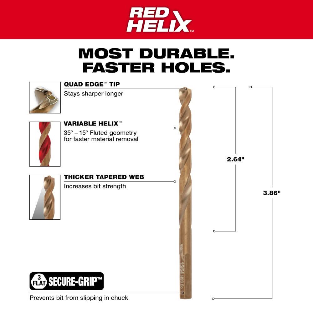 Milwaukee 48-89-2312 15/64" COBALT RED HELIX