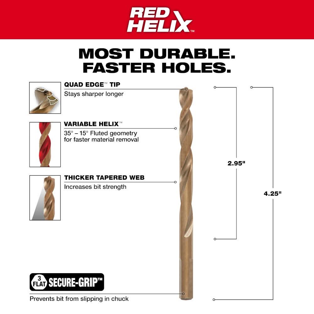 Milwaukee 48-89-2315 9/32" COBALT RED HELIX