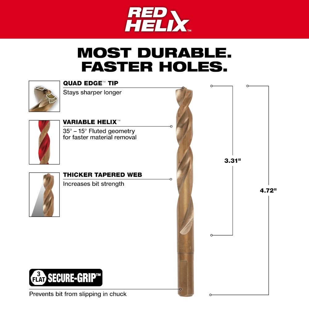 Milwaukee 48-89-2322 25/64" COBALT RED HELIX