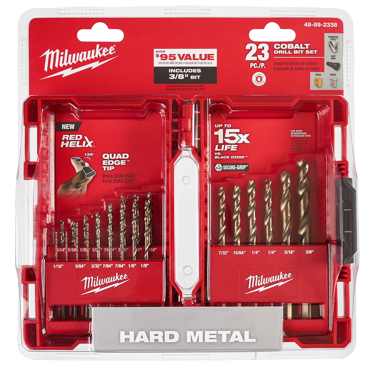 Milwaukee 48-89-2338 23-Piece RED HELIX Cobalt Drill Bit Set