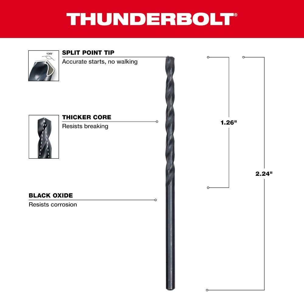 Milwaukee 48-89-2712 3/32" Thunderbolt Black Oxide Drill Bit