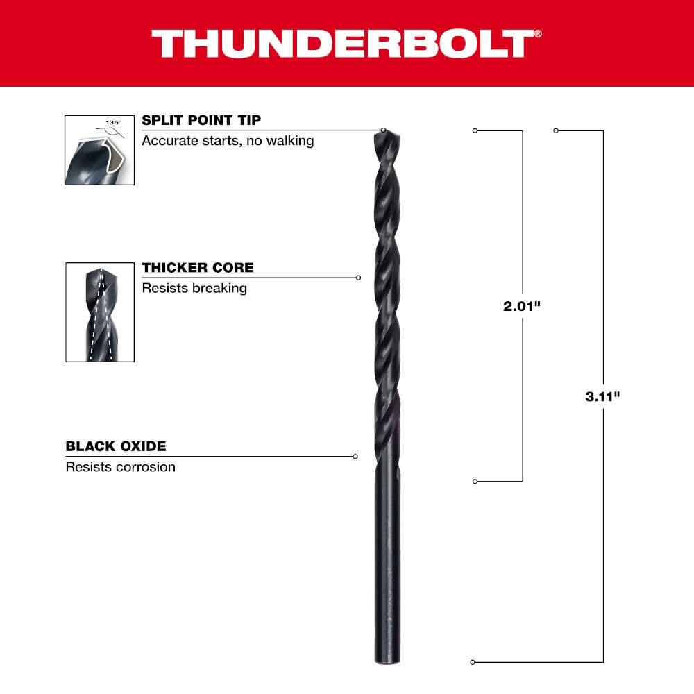 Milwaukee 48-89-2716 5/32" Thunderbolt Black Oxide Drill Bit