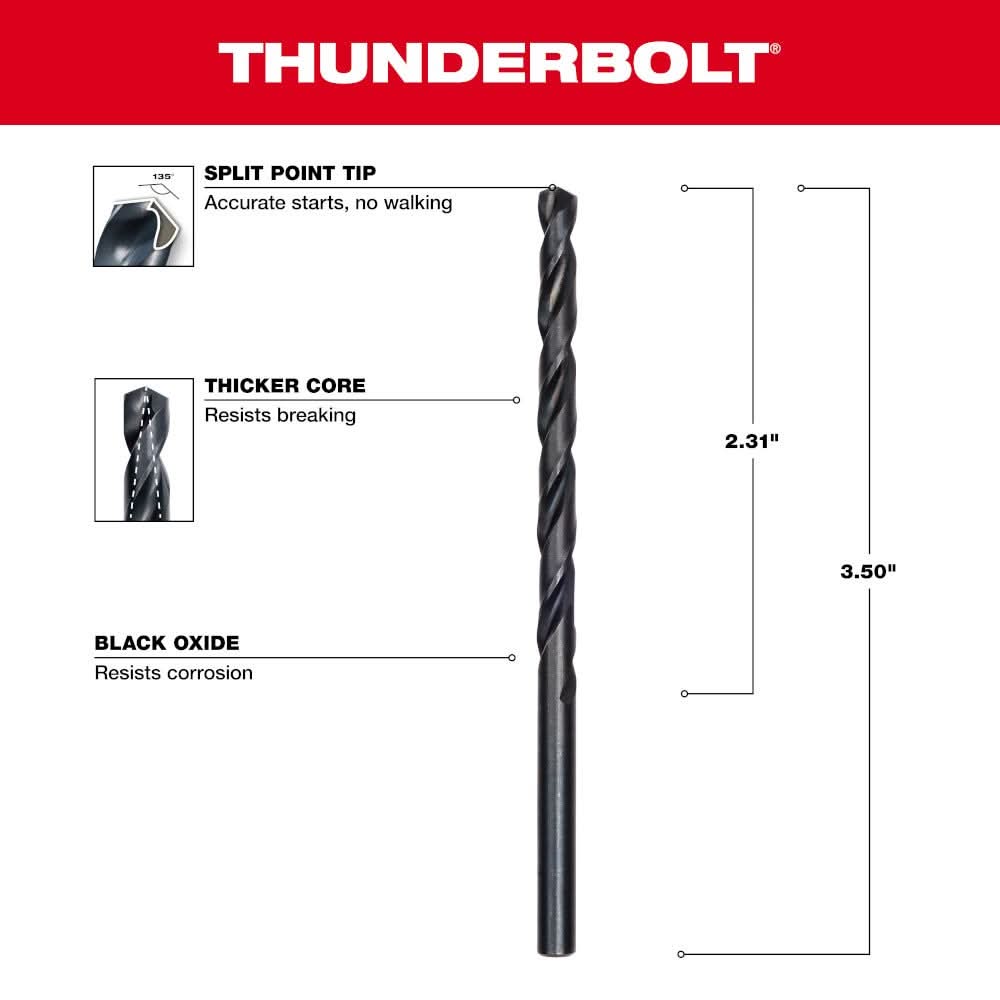 Milwaukee 48-89-2718 3/16" Thunderbolt Black Oxide Drill Bit