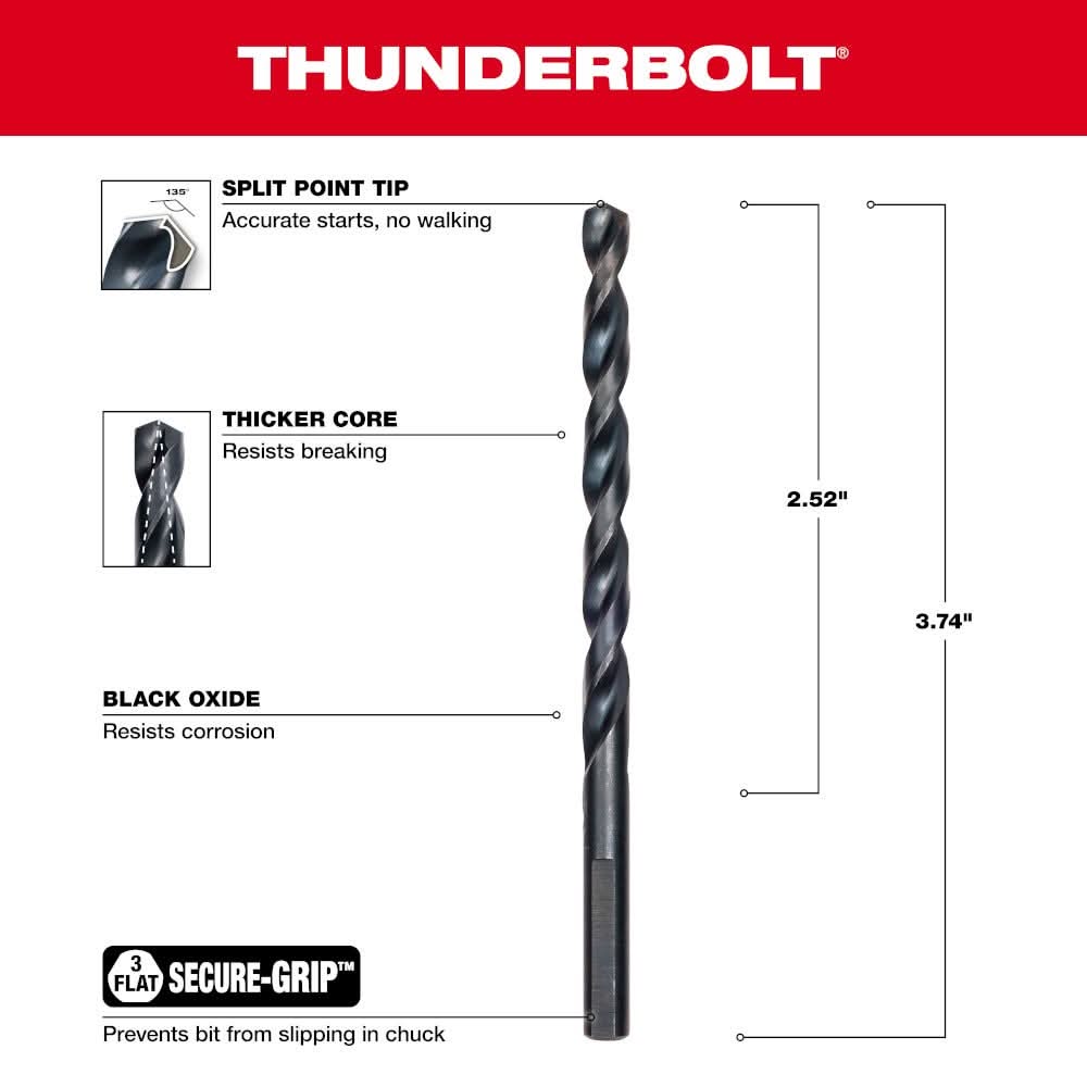 Milwaukee 48-89-2720 7/32" Thunderbolt Black Oxide Drill Bit