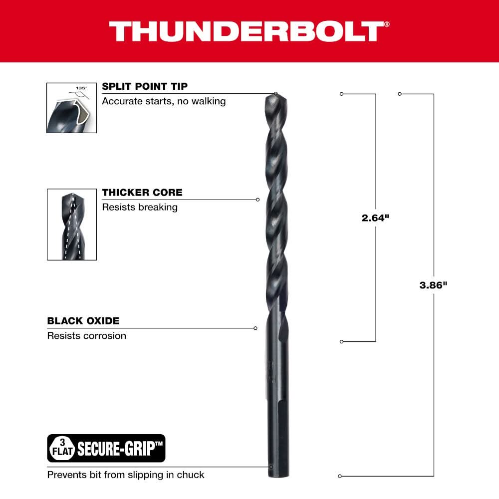 Milwaukee 48-89-2721 15/64" Thunderbolt Black Oxide Drill Bit