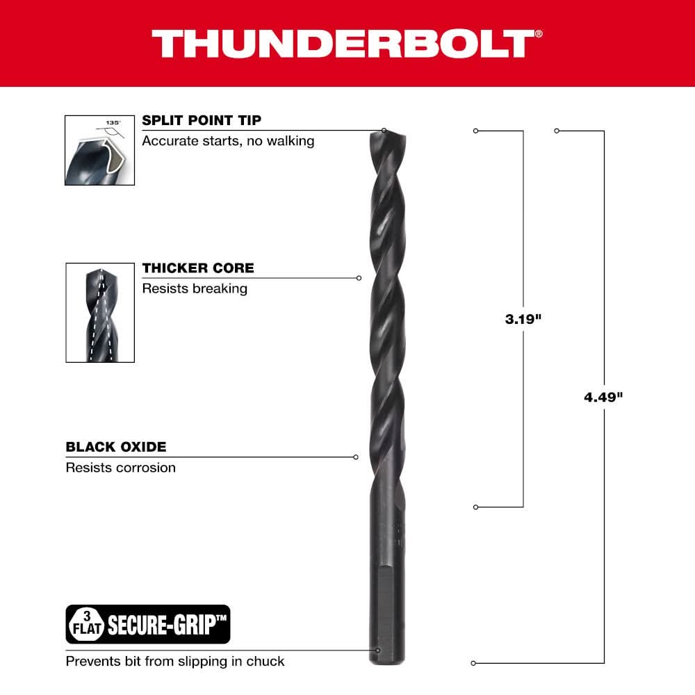Milwaukee 48-89-2726 5/16" Thunderbolt Black Oxide Drill Bit