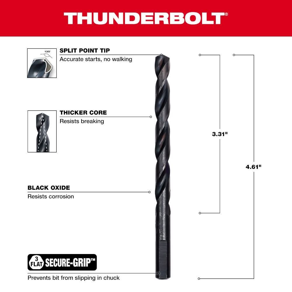Milwaukee 48-89-2727 21/64" Thunderbolt Black Oxide Drill Bit