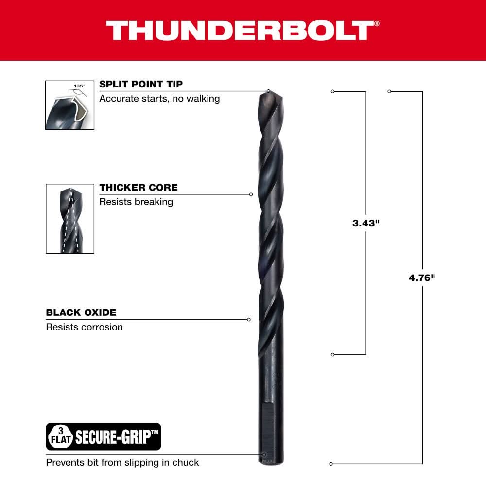 Milwaukee 48-89-2728 11/32" Thunderbolt Black Oxide Drill Bit