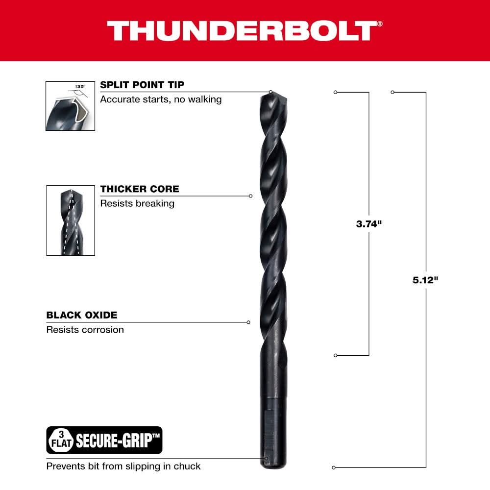Milwaukee 48-89-2731 25/64" Thunderbolt Black Oxide Drill Bit
