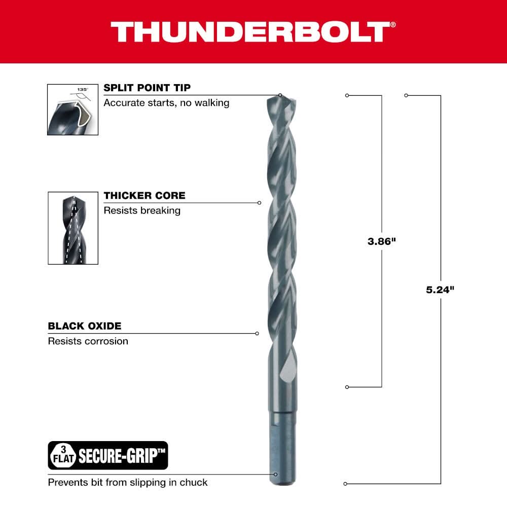 Milwaukee 48-89-2732 13/32" Thunderbolt Black Oxide Drill Bit