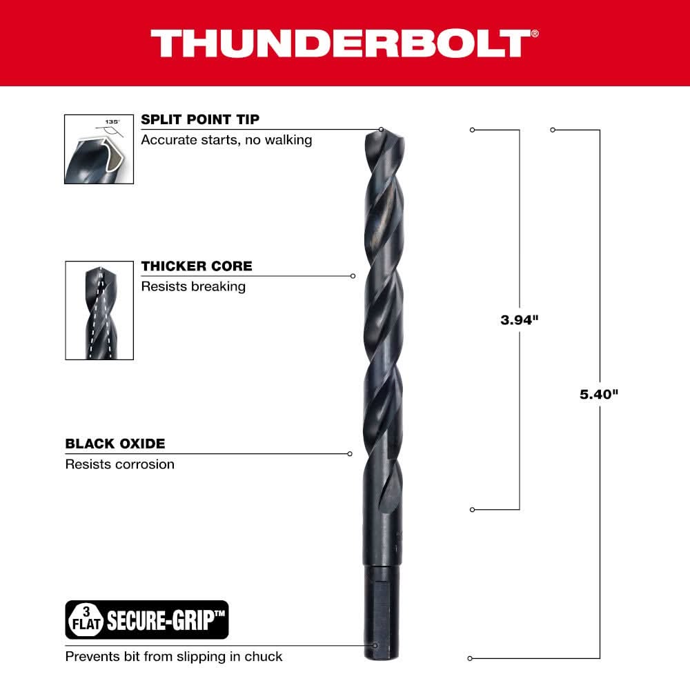Milwaukee 48-89-2733 27/64" Thunderbolt Black Oxide Drill Bit
