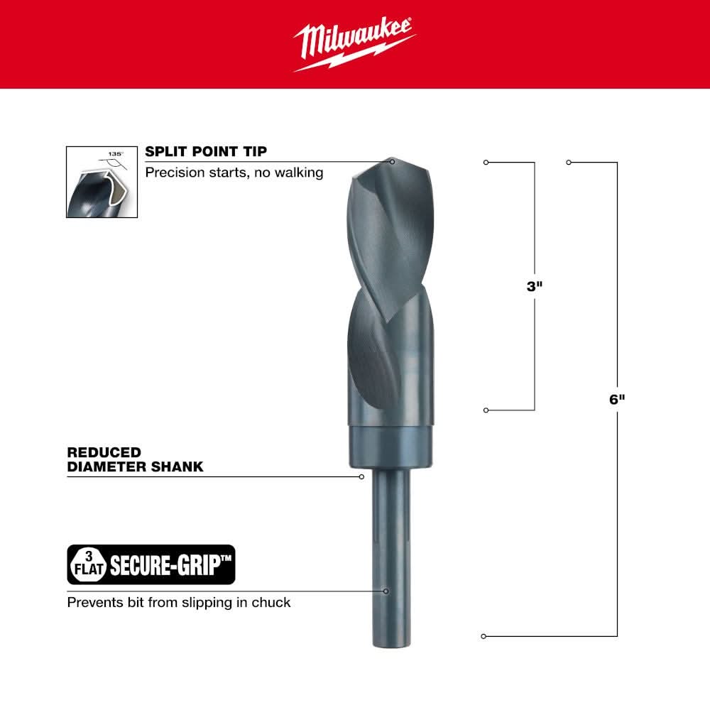 Milwaukee 48-89-2756 1-1/8" S&D Black Oxide Drill Bit