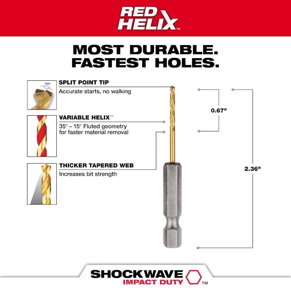 Milwaukee 48-89-4602 5/64" Titanium SHOCKWAVE