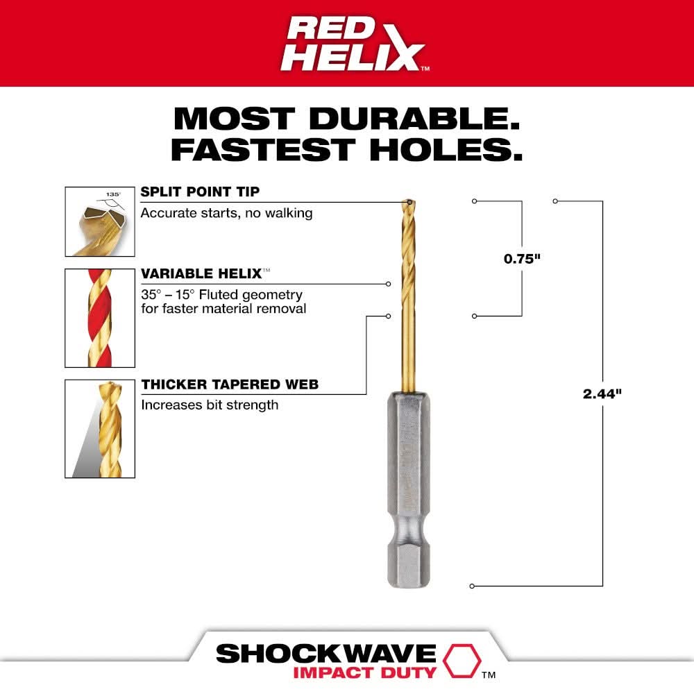 Milwaukee 48-89-4603 3/32" Titanium SHOCKWAVE