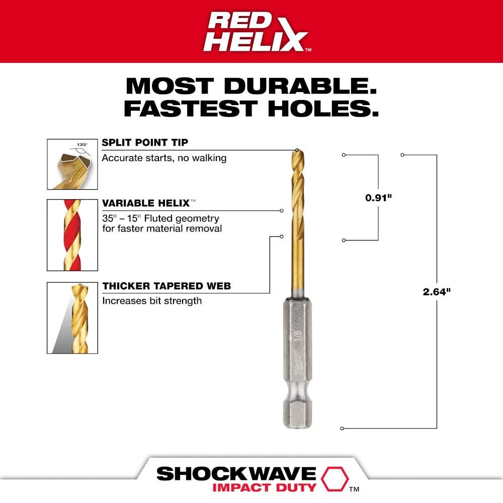 Milwaukee 48-89-4605 1/8" Titanium SHOCKWAVE