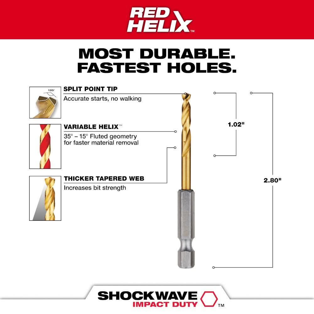 Milwaukee 48-89-4607 5/32" Titanium SHOCKWAVE