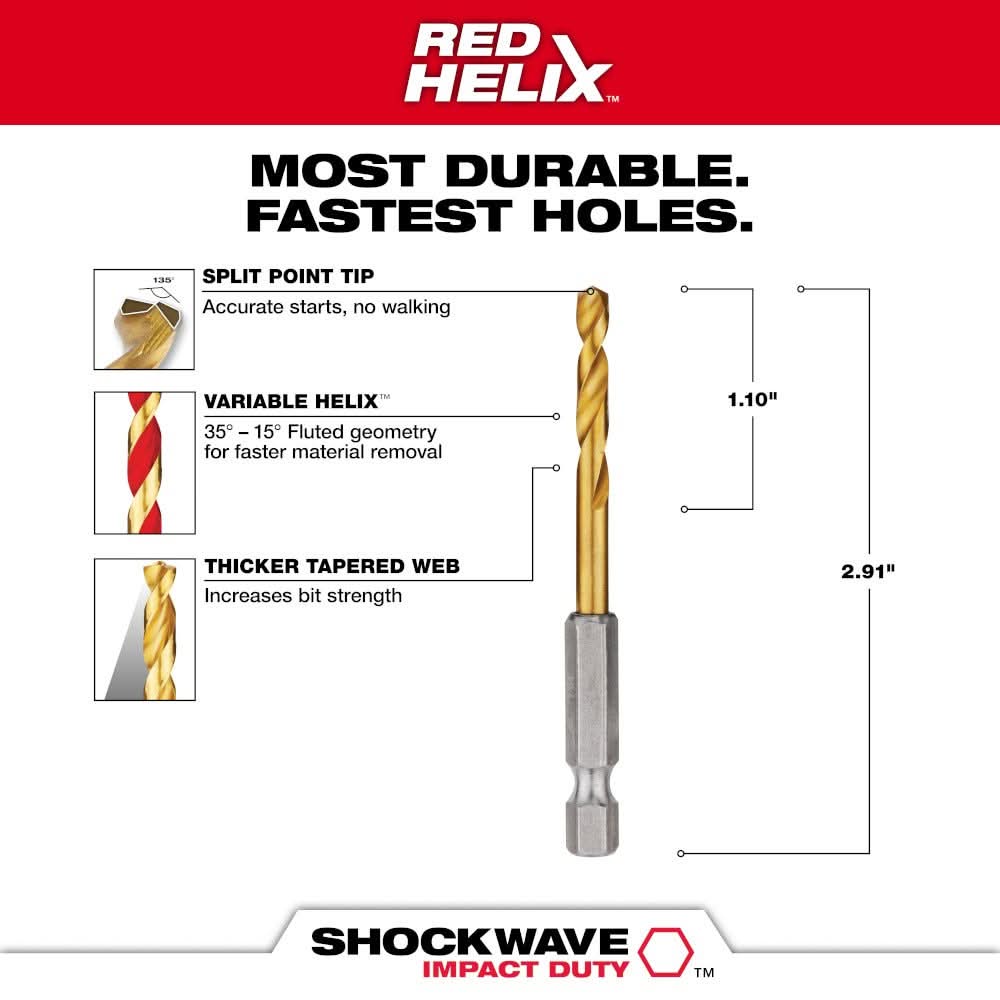 Milwaukee 48-89-4608 11/64" Titanium SHOCKWAVE
