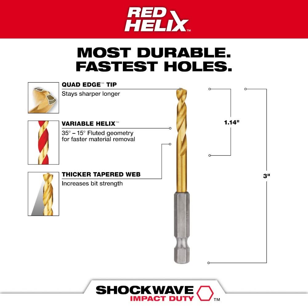 Milwaukee 48-89-4609 3/16" Titanium SHOCKWAVE