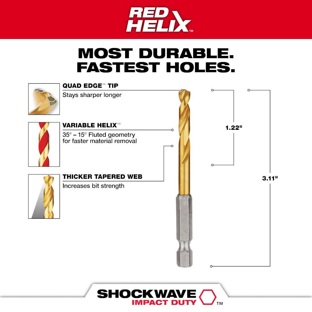 Milwaukee 48-89-4610 13/64" Titanium SHOCKWAVE