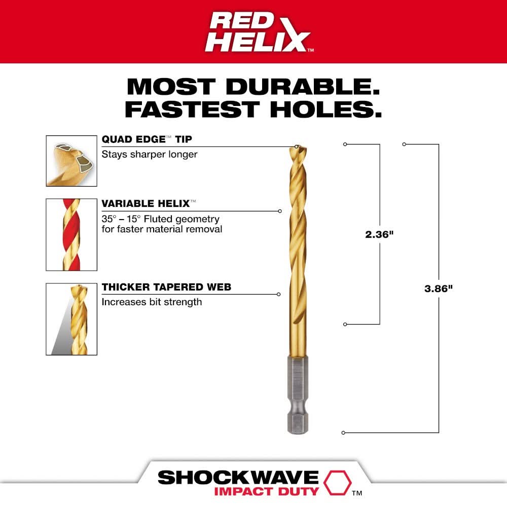 Milwaukee 48-89-4612 15/64" Titanium SHOCKWAVE
