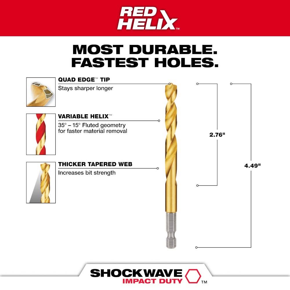 Milwaukee 48-89-4618 21/64" Titanium SHOCKWAVE