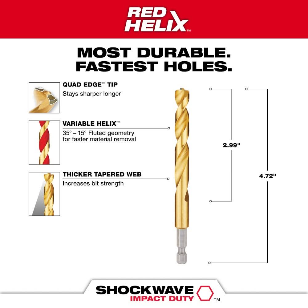 Milwaukee 48-89-4622 25/64" Titanium SHOCKWAVE