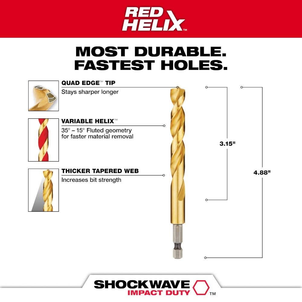 Milwaukee 48-89-4624 27/64-Inch Titanium Shockwave
