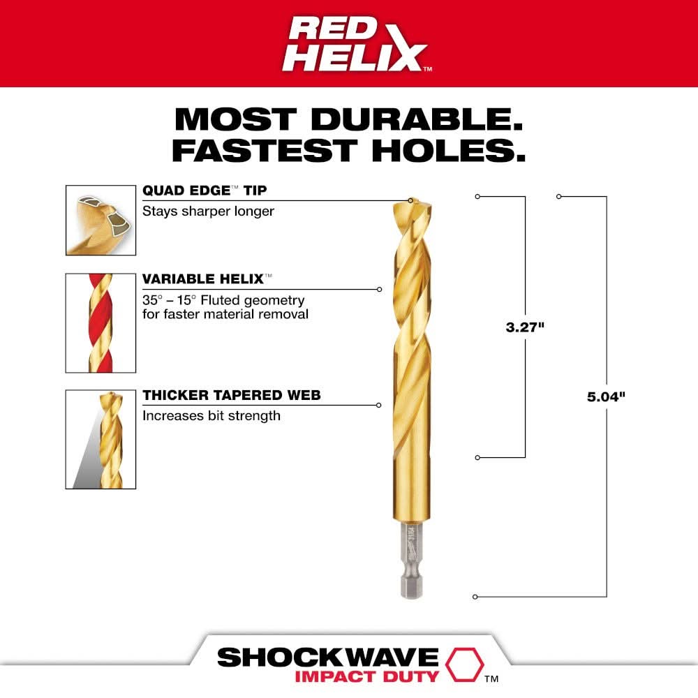 Milwaukee 48-89-4628 31/64-Inch Titanium SHOCKWAVE Drill Bit