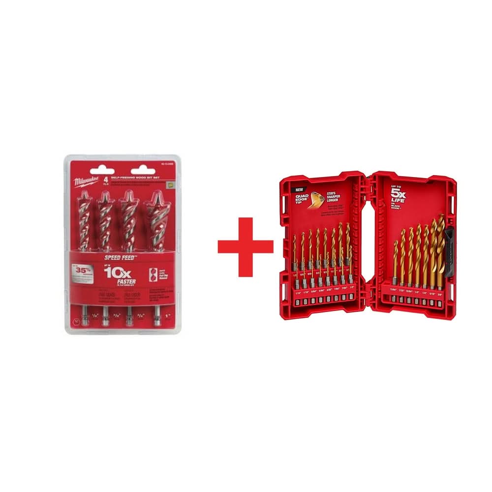 SHOCKWAVE IMPACT DUTY Titanium Drill Bit Set with SPEED FEED Auger Wood Drilling Bit Set (27-Piece)