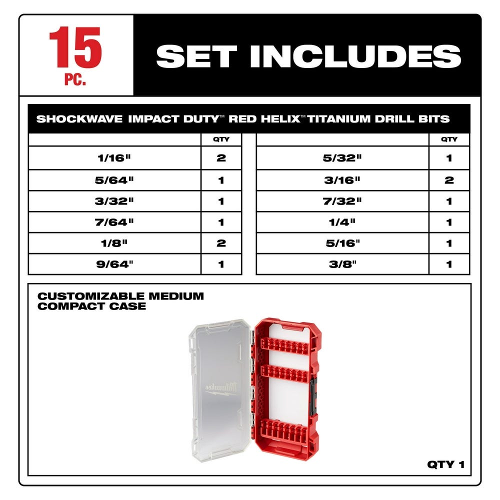 Milwaukee 48-89-4670 SHOCKWAVE Impact Duty RED HELIX Titanium