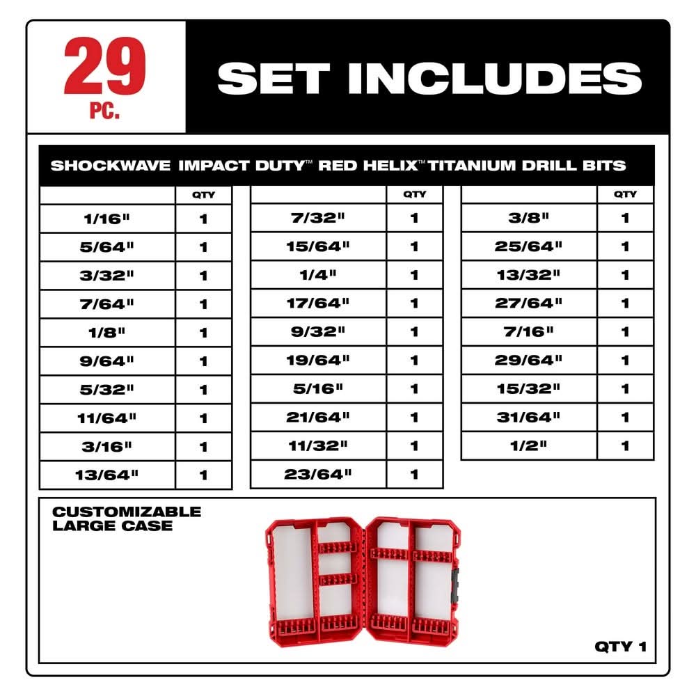 Milwaukee 48-89-4672 SHOCKWAVE Impact Duty RED HELIX Titanium